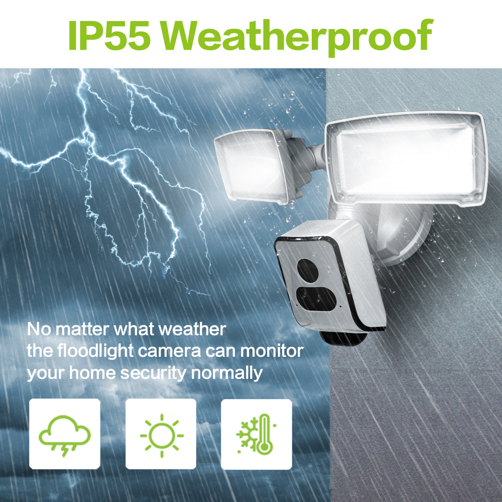 Security Camera Wifi 2K 3MpFloodlight Lamp Wifi Floodlight Security Camera