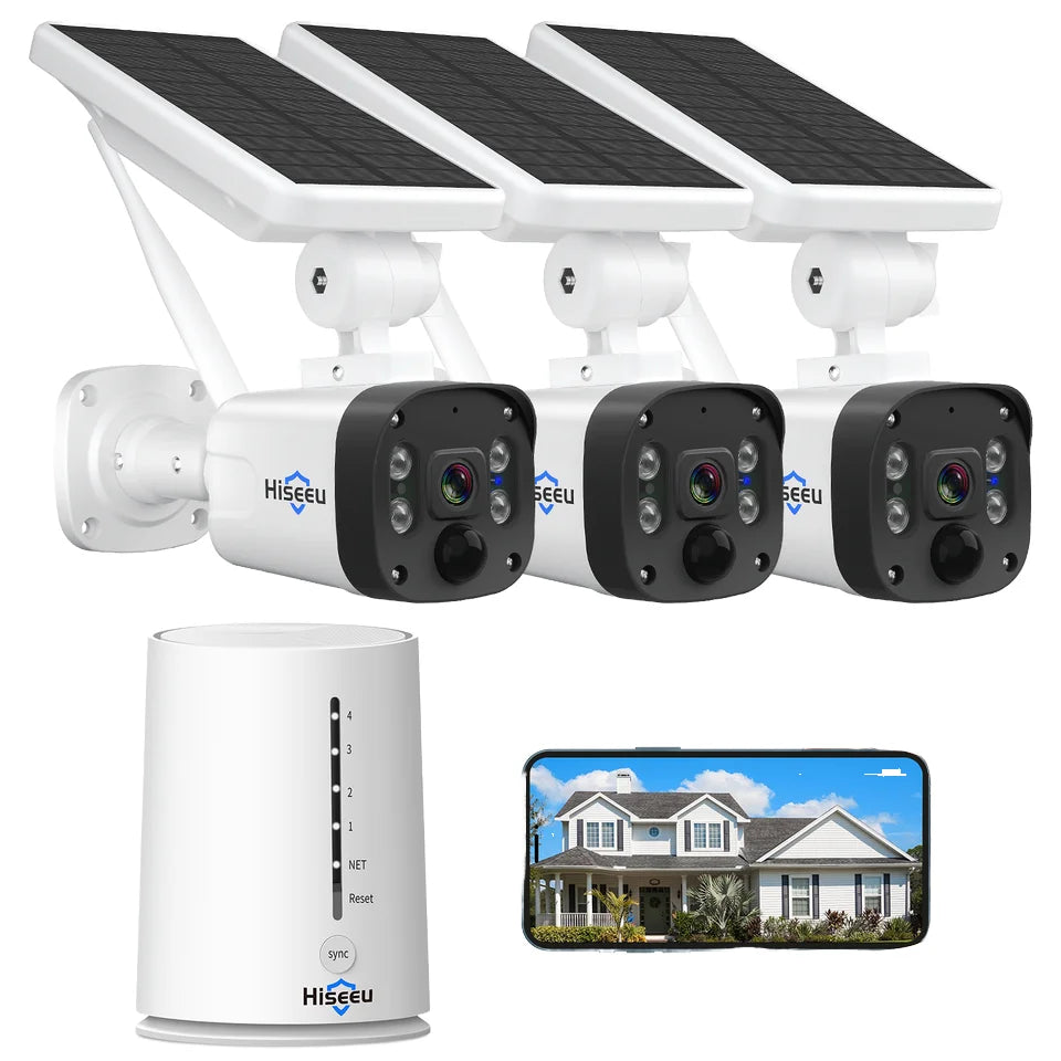 Night Vision Base Station Solar Battery Powered Wireless Security Camera System