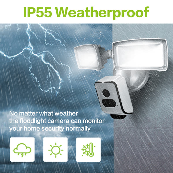 Security Camera Wifi 2K 3MpFloodlight Lamp Wifi Floodlight Security Camera