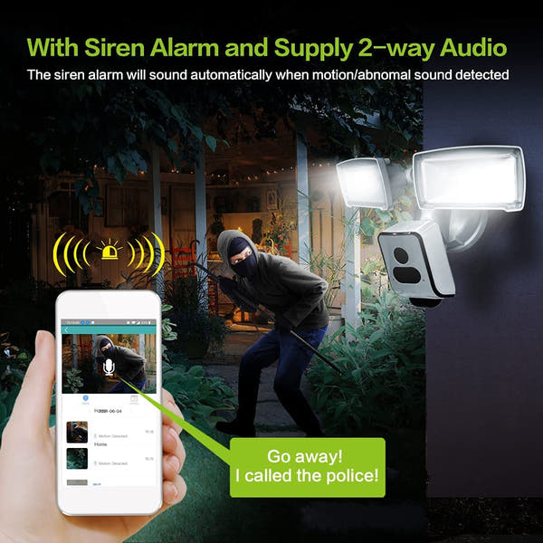Security Camera Wifi 2K 3MpFloodlight Lamp Wifi Floodlight Security Camera