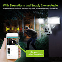 Security Camera Wifi 2K 3MpFloodlight Lamp Wifi Floodlight Security Camera