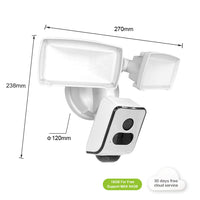 Security Camera Wifi 2K 3MpFloodlight Lamp Wifi Floodlight Security Camera