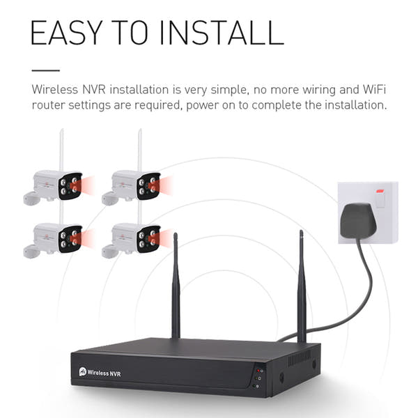 Tuya Smart 4CH Wireless 1080P NVR Kit  Outdoor Security CCTV WIFI Camera System