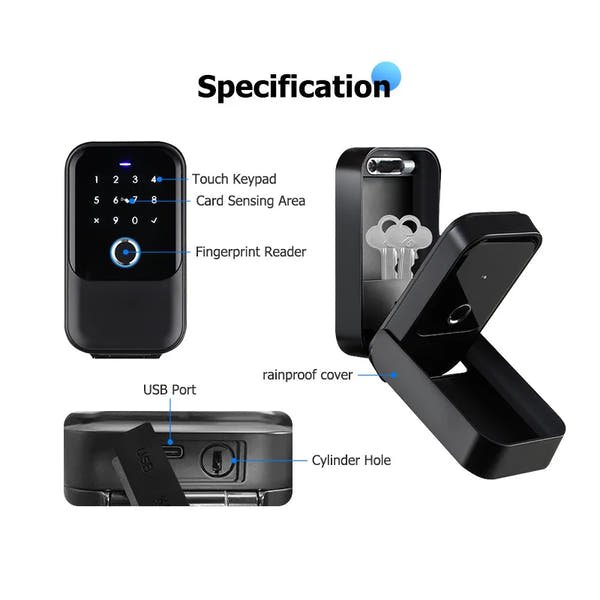 Wireless Wifi Outdoor Wall Mounted Anti Theft Fingerprint Lock Key Safe Box