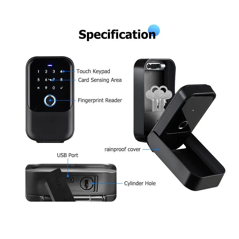 Wireless Wifi Outdoor Wall Mounted Anti Theft Fingerprint Lock Key Safe Box