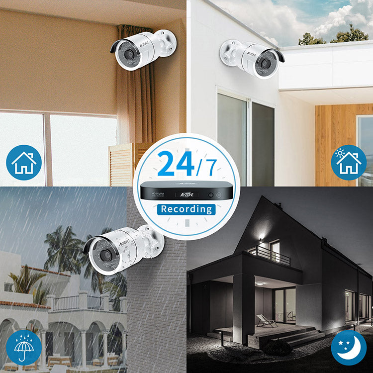 2MP Remote Cameras Kit IR  HD Video 4ch 1080P DVR Security Camera CCTV