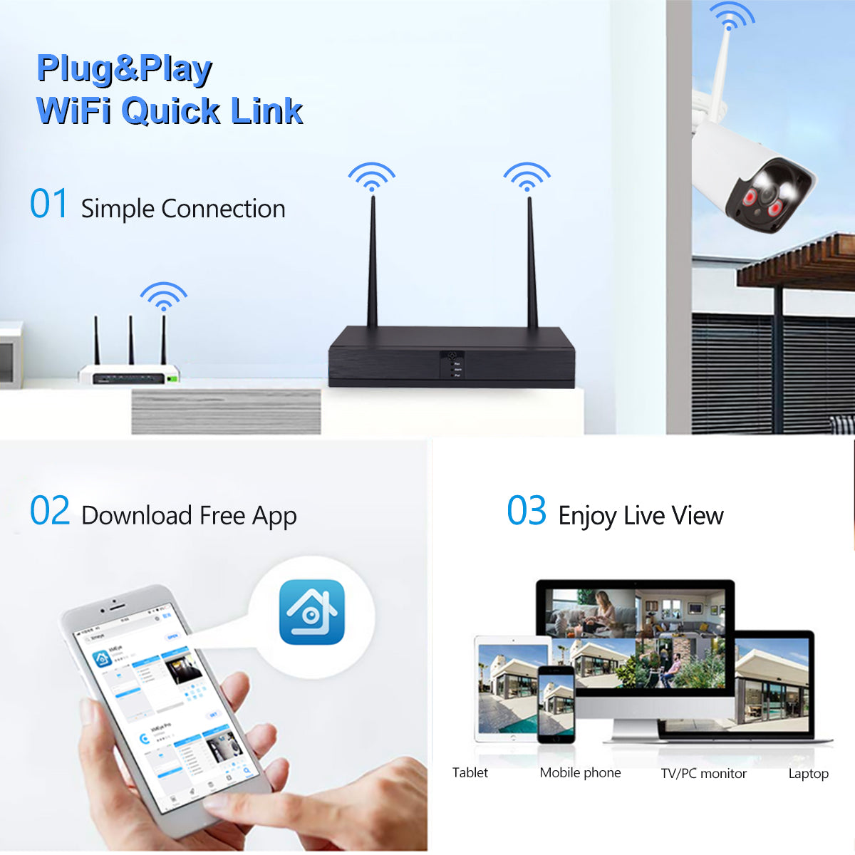 Wireless Security System One-Way Audio Night Vision Outdoor WiFi Wireless Camera