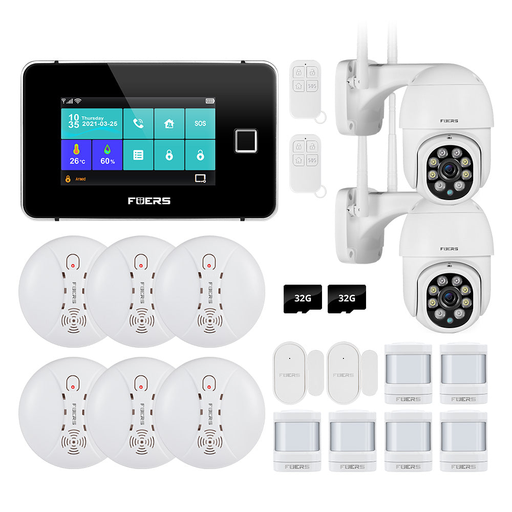 WiFi GSM Home Security Alarm System Touch Screen Display 2MP Outdoor Camera