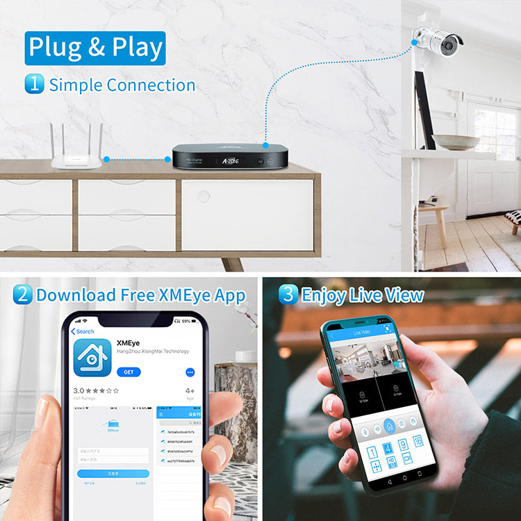 2MP Remote Cameras Kit IR  HD Video 4ch 1080P DVR Security Camera CCTV