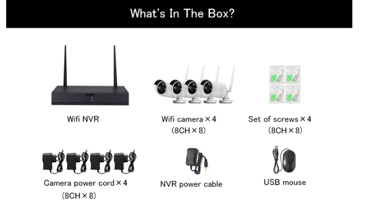 Outdoor 1080P CCTV System 8ch Wireless NVR Kit IP Wifi Security