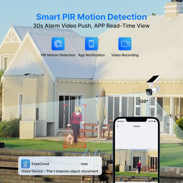 Night Vision Base Station Solar Battery Powered Wireless Security Camera System