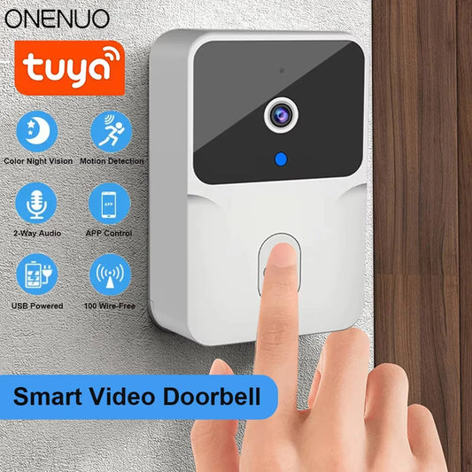 Tuya WiFi Video Doorbell Wireless HD Camera IR Alarm Security Door Bell